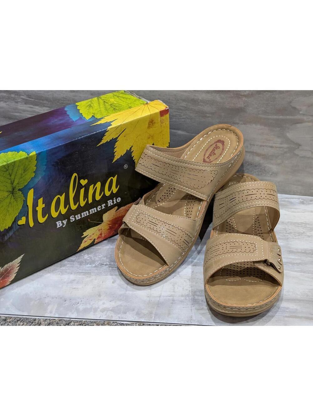 Italina Comfortable Beige Slip-On Sandals Sz 10